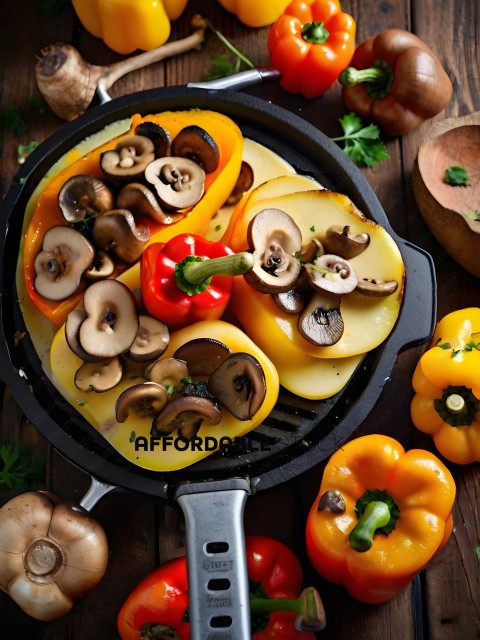 A variety of vegetables in a skillet