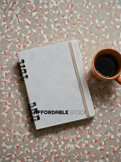A notebook with a cup of coffee