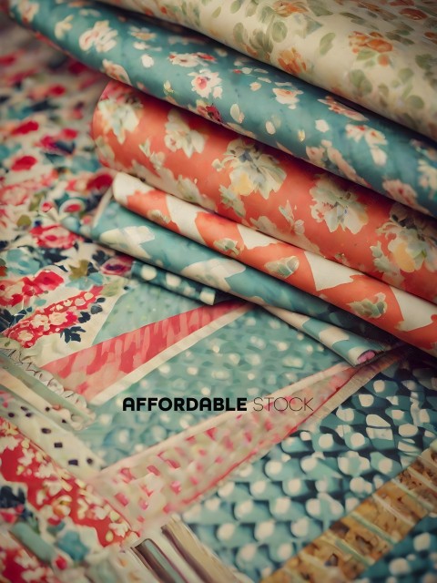 Stack of Floral Print Fabric
