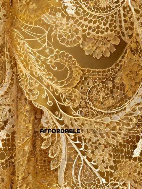 A gold lace design with a flower pattern