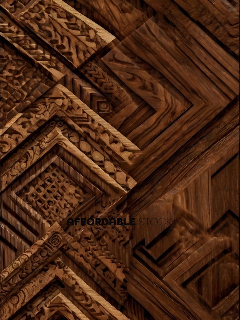 Wooden carved design with intricate patterns