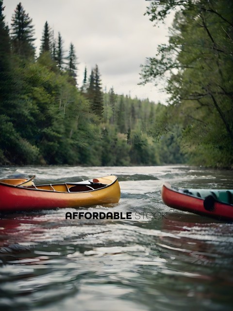 Two Canoes on a River