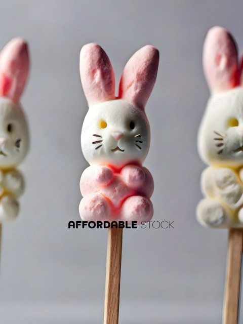 Three marshmallow bunny ears on a stick