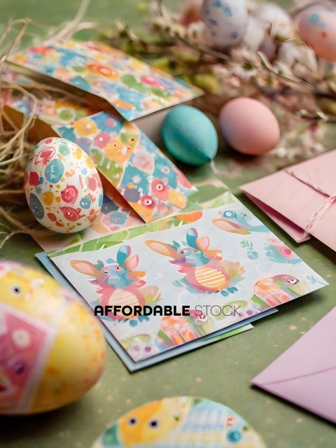 Easter Eggs and Cards with Rabbit Designs