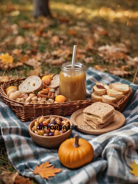 A picnic basket filled with food and drinks