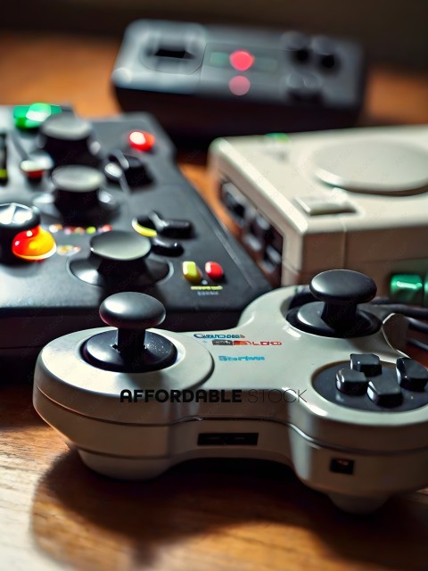 A collection of video game controllers