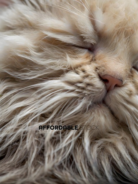 A closeup of a cat's face with its eyes closed