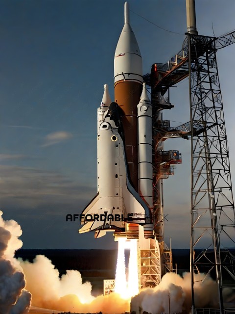 A NASA rocket launches into the sky