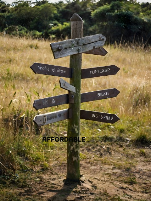 A signpost with many signs pointing in different directions