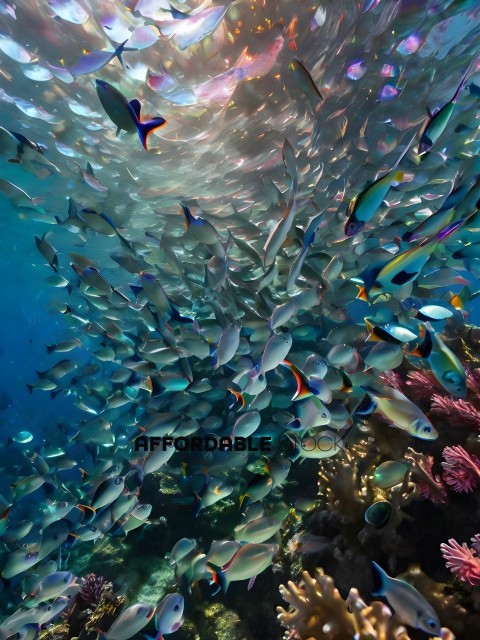 A school of fish swimming in the ocean