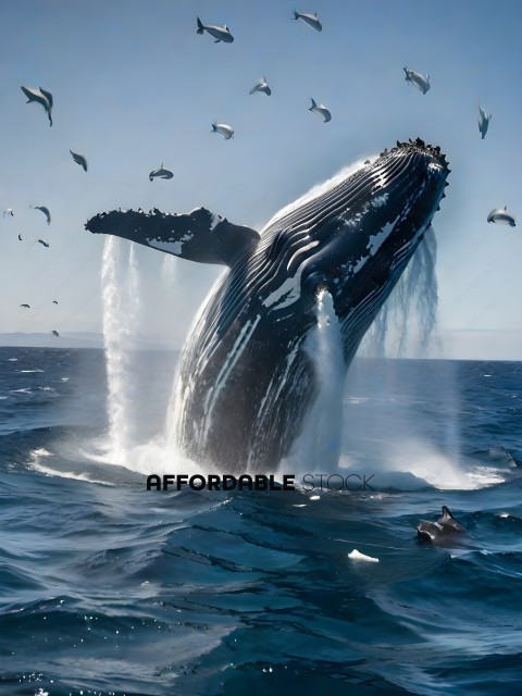A whale spraying water from its mouth