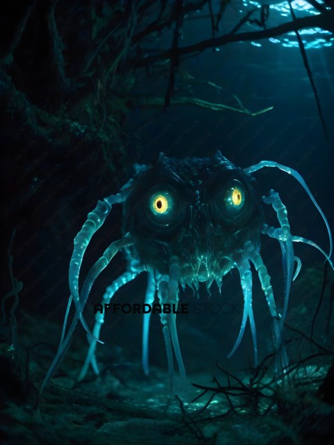 A creature with two large eyes and long tentacles