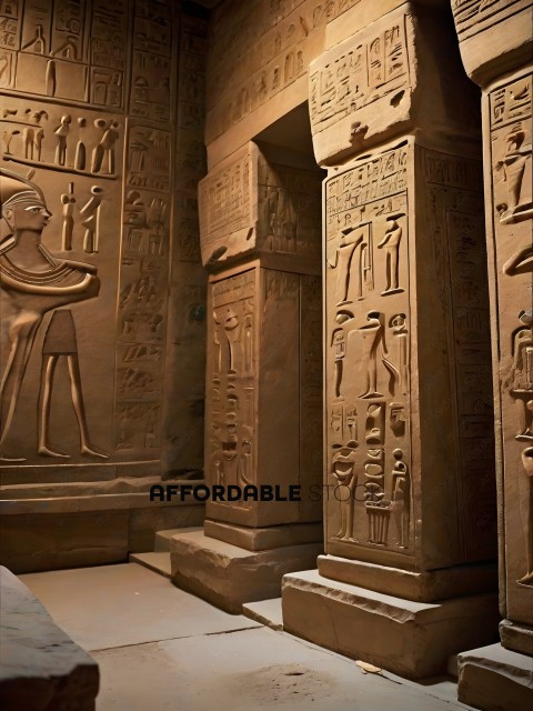 Ancient Egyptian carvings on a wall
