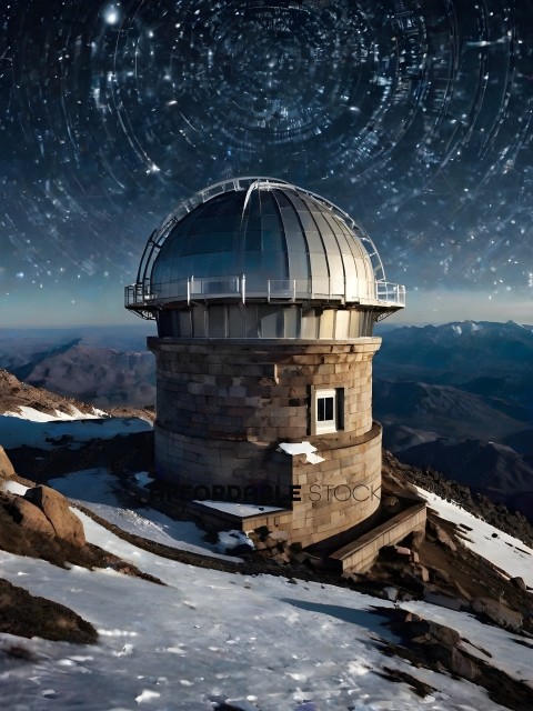 A large telescope with a dome on top of a mountain
