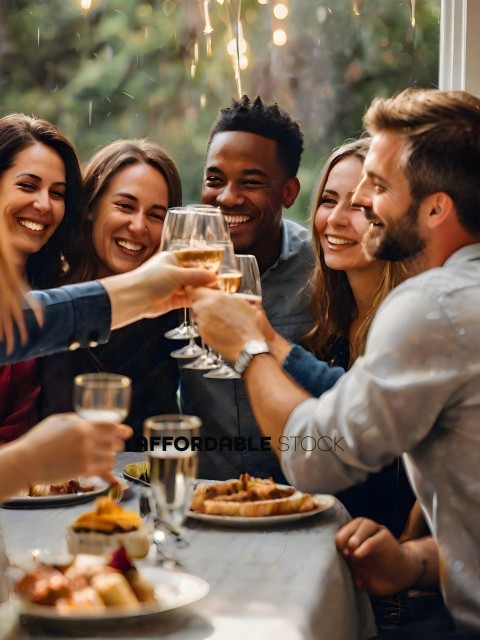 A group of people celebrating with wine