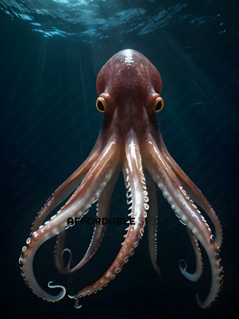 An octopus with a blue background