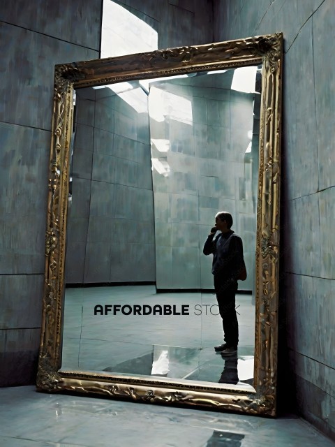 A man standing in front of a mirror