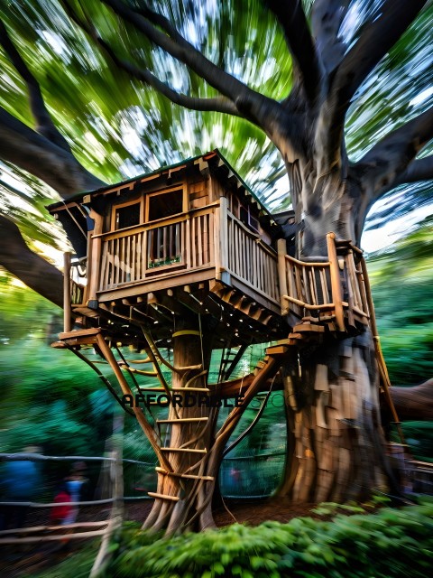 A blurry photo of a tree house
