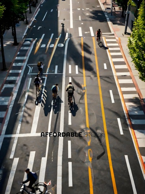 People Riding Bikes on a Road