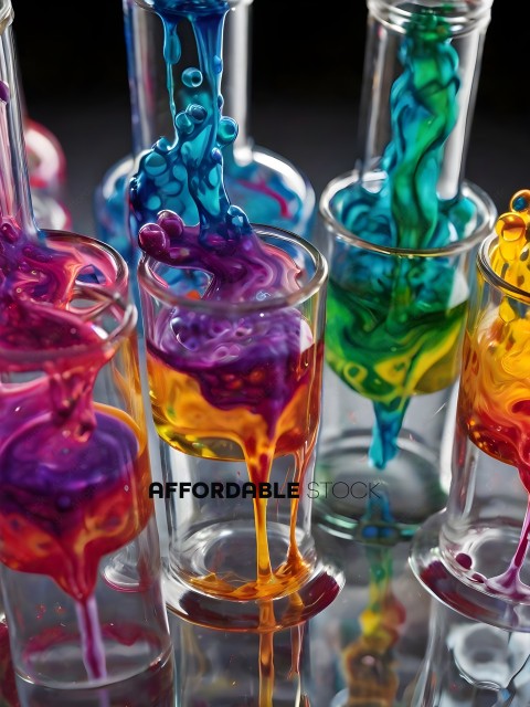 Colorful Liquid in Glass Vessels