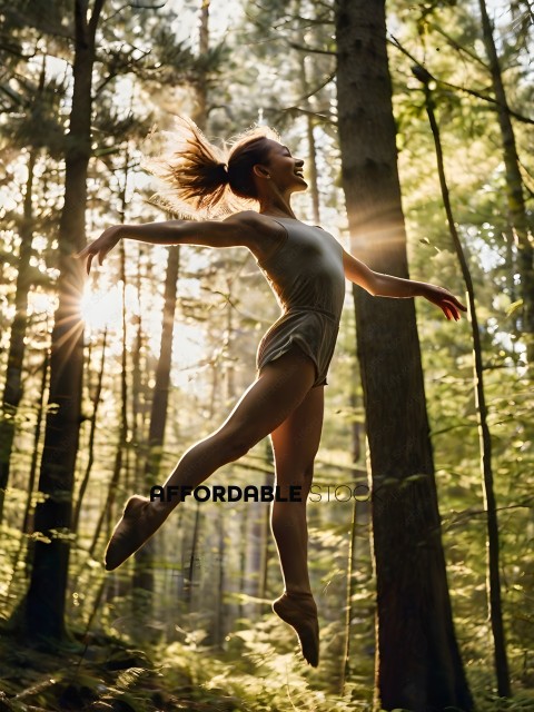 A female dancer in a forest setting