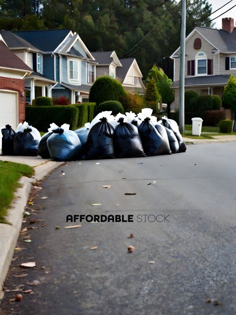 A group of bags are sitting on the side of a road