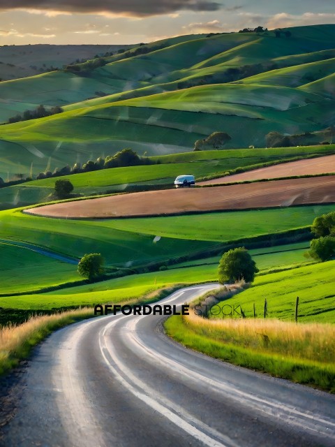 A rural road in a green countryside
