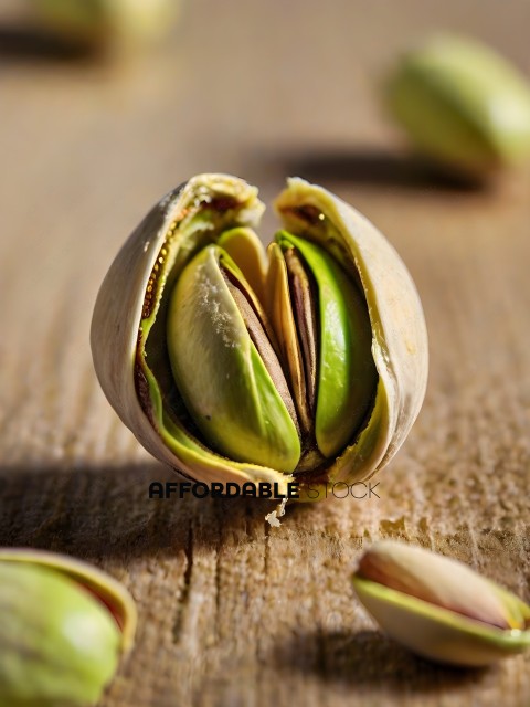 A close up of a pea pod with the seeds inside