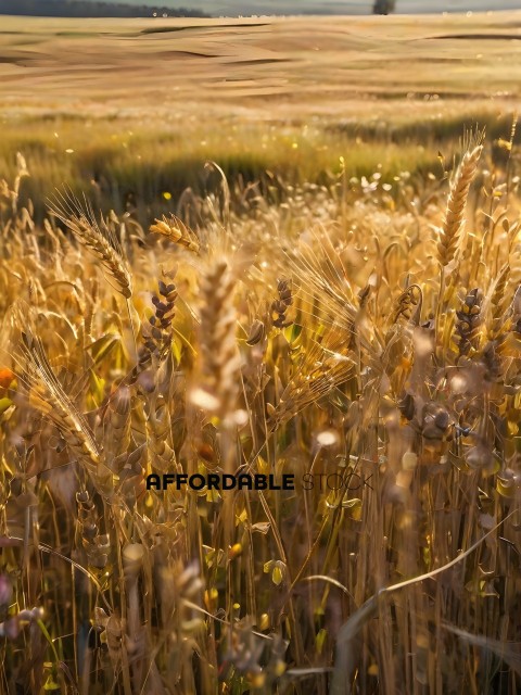 Tall Field of Wheat with Sunlight Filtering Through
