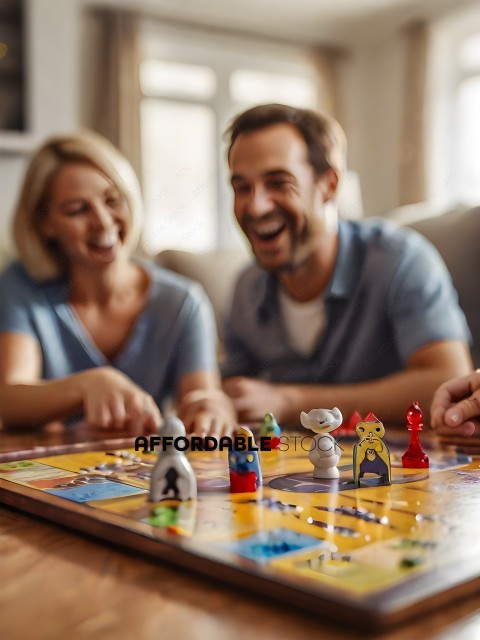 A man and a woman are playing a board game