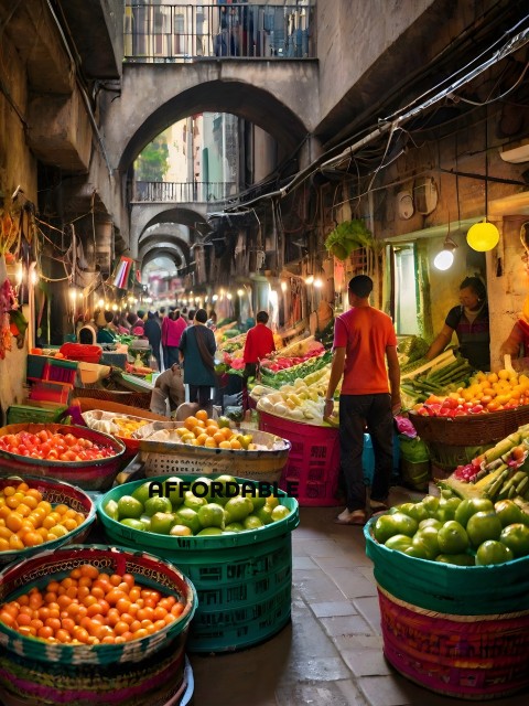 Market with a lot of fruit and vegetables