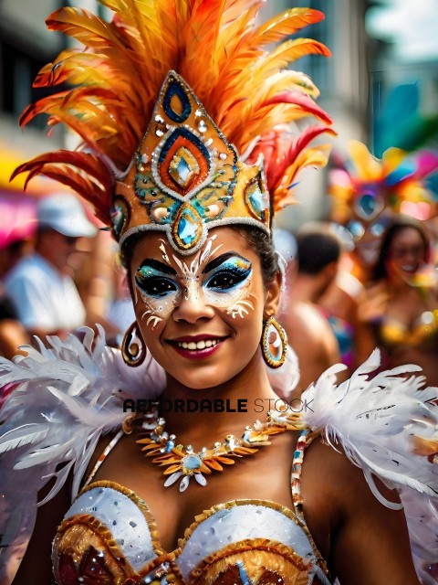 Woman wearing a colorful, elaborate costume