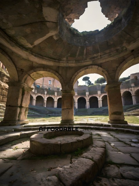 Ancient Roman Ruins with Arches and Sunlight