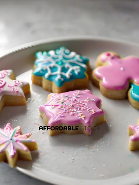 Snowflake, Star, and Heart Cookies on a Plate