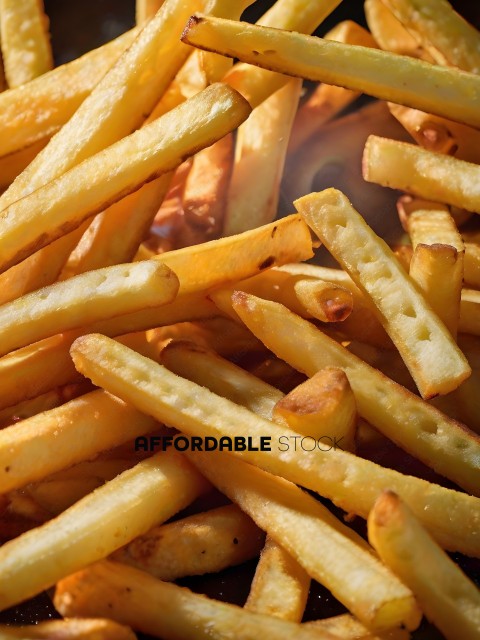 Golden French Fries in a Pile