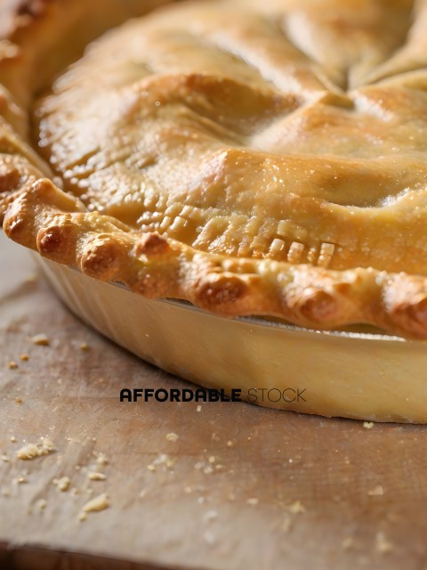 A pie with a golden crust and a filling of some sort
