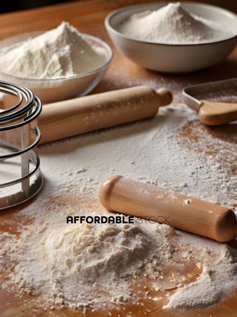 Rolling Pin and Measuring Spoon on Table