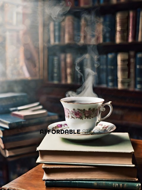 A cup of tea on a book