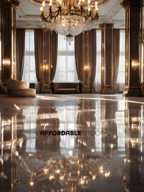 A fancy room with a mirrored floor