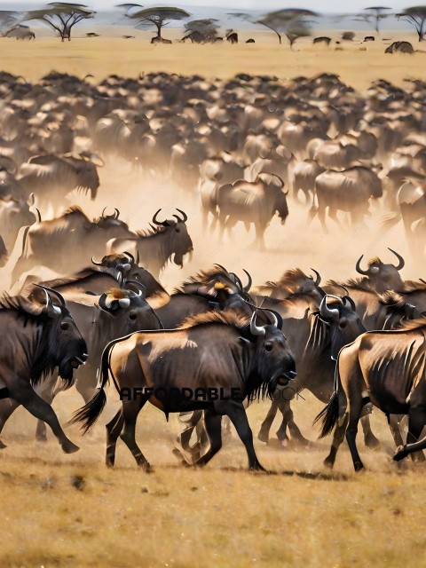 Herd of African Buffaloes in the Wild