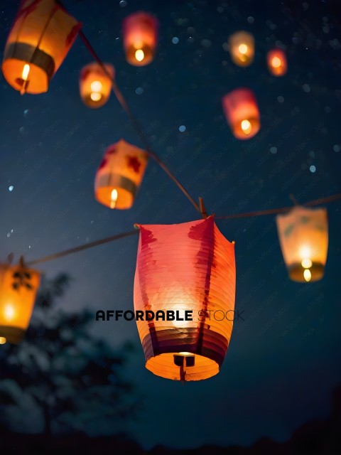 A group of lanterns hanging from a string