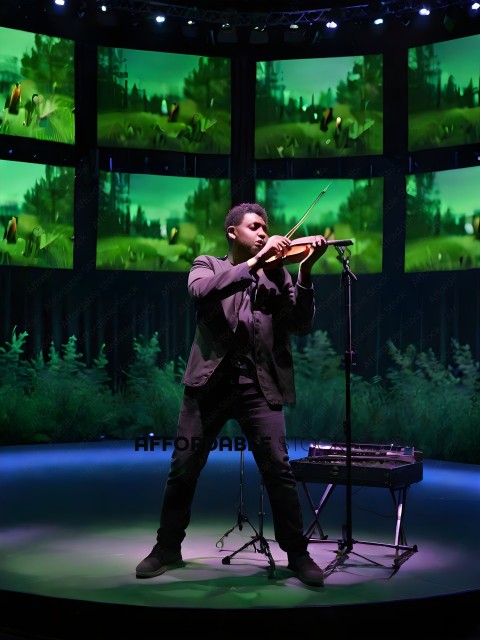 A man playing a violin on stage