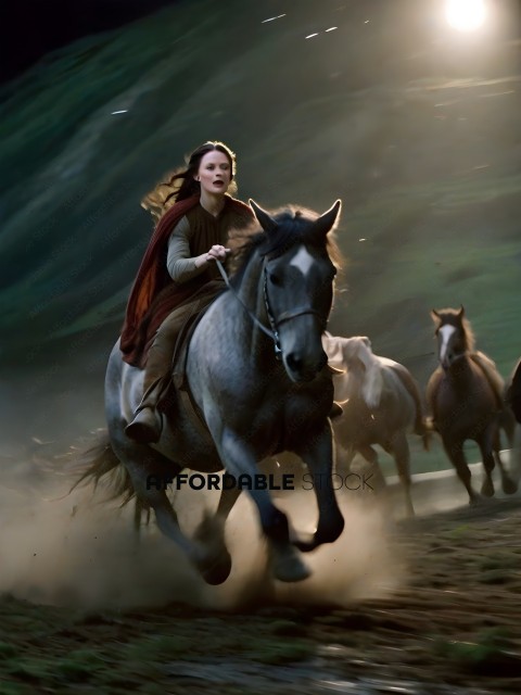 A woman riding a horse in a field