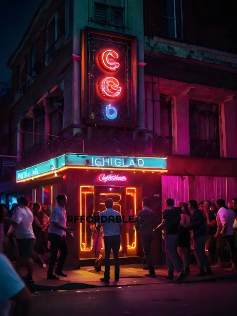 People are standing outside a neon sign that says "Chiglad"