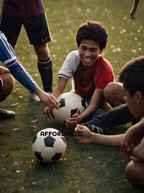 Young man with a smile on his face holding a soccer ball