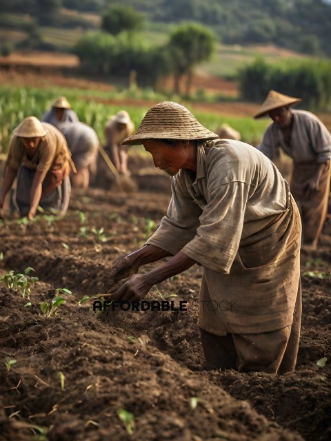 Farmers working in the field