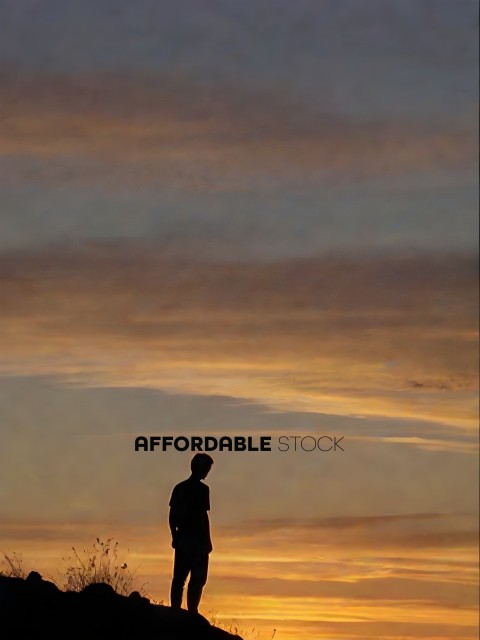 A silhouette of a person standing in front of a beautiful sunset