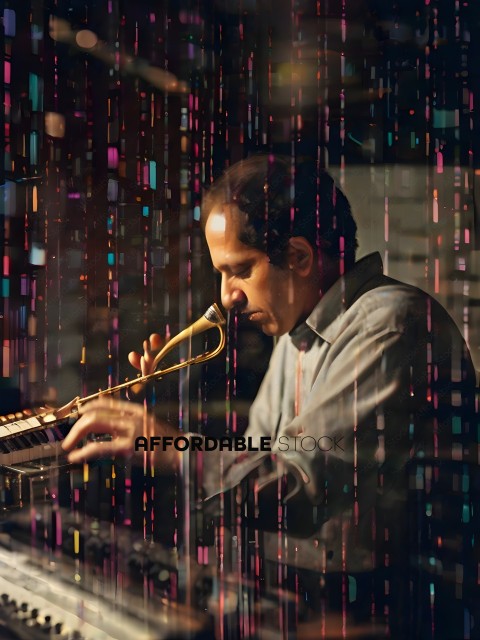 A man playing a brass instrument