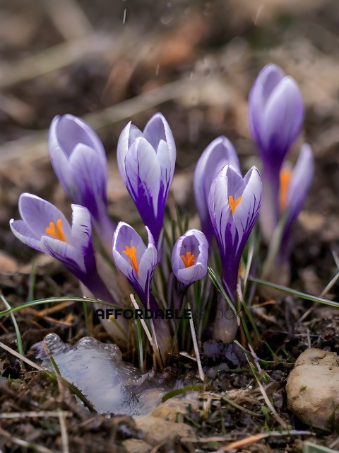 Purple flowers in the dirt
