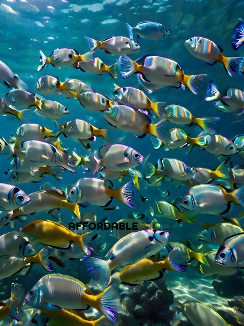 School of colorful fish swimming in the ocean